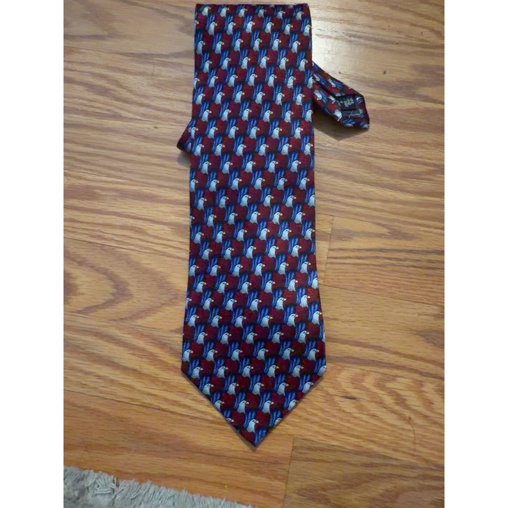 Karen Bierce Bald Eagle 100% Silk Necktie Patriotic Novelty Tie Korea